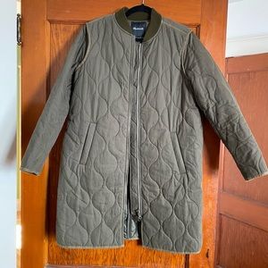 Madewell long quilted utility jacket, size S